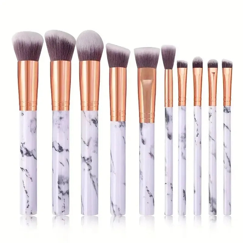 Marble Makeup Brushes Premium Synthetic Kabuki Foundation Blending Qme