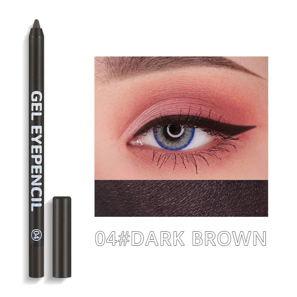 12 Color Matte Eyeliner Gel Pencil Soft Easy to Wear Colorful White Yellow Blue Pink Pearl Gloss Eye Liner Pen Cream Makeup Tool Qme 04