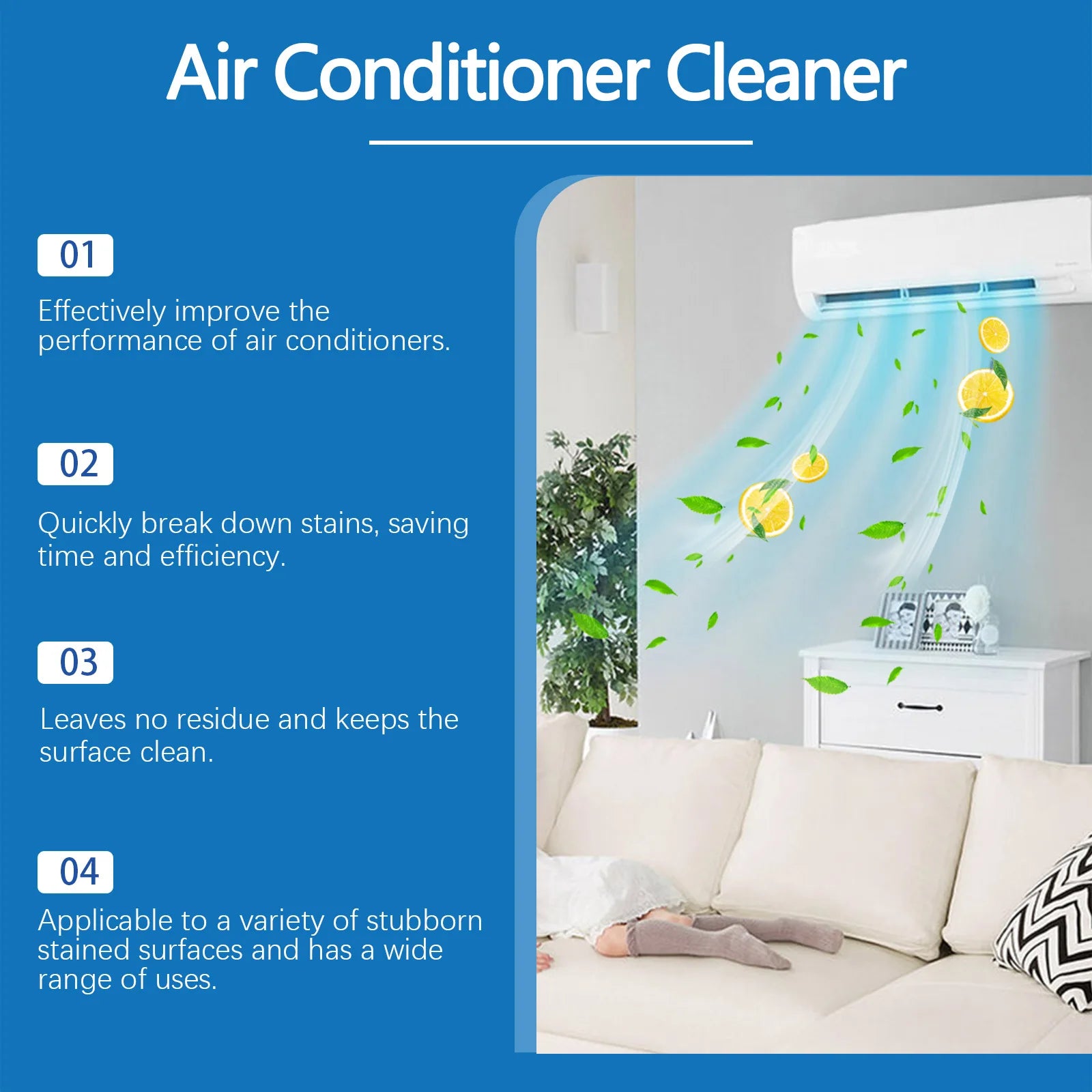 Air Conditioning Cleaning Spray Deodorizer Radiators Fan Cleaner Coil Dirt Clean Wash Foam Multipurpose Air Conditioner Cleaner Qme