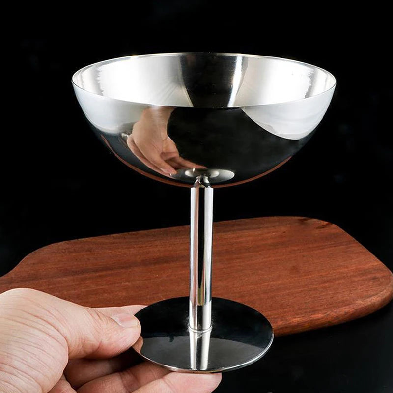Stainless Steel Goblet Cup Durable Ice Cream Dessert Salad Bowl Fruit Qme