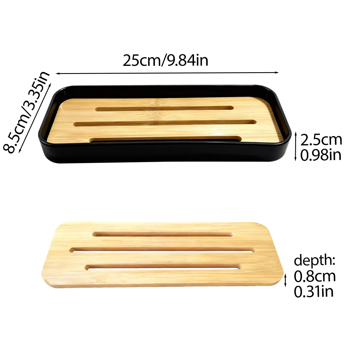 Bamboo Soap Dish Bottles Holder Tray Removable Countertop Drain Tray Candle Perfume Jewelry Organization Bathroom Vanity Tray Qme