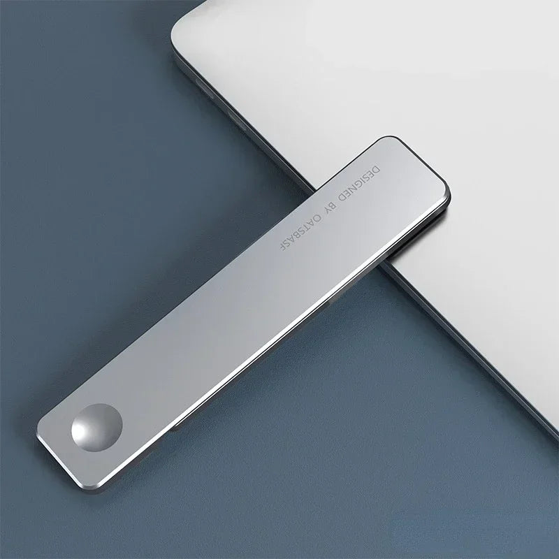 Laptop Phone Holder, Magnetic Laptop Side Mount Clip, Adjustable Aluminum Alloy Computer Monitor Expansion Bracket Tablet Stand Qme Silver