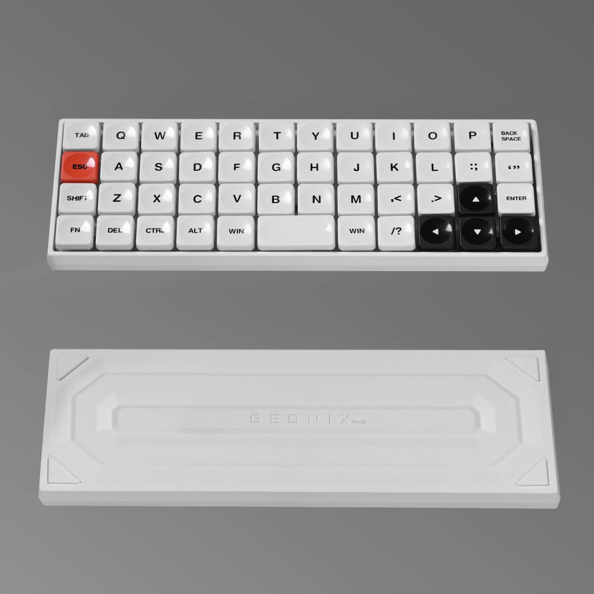 Chosfox Geonix48 Rev.2 Low Profile Keyboard Three Mode Portable Mechanical Keyboard Kit Support QMK/VIA For MX and Choc Switch Qme White Keyboard Single Mode