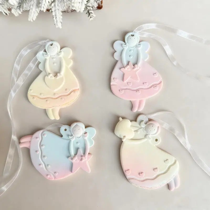 1Pcs Christmas Tree Hanging Ornament Plaster Concrete Resin Mould DIY Angel Love Girl Silicone Mold Girl Craft Supplies Qme