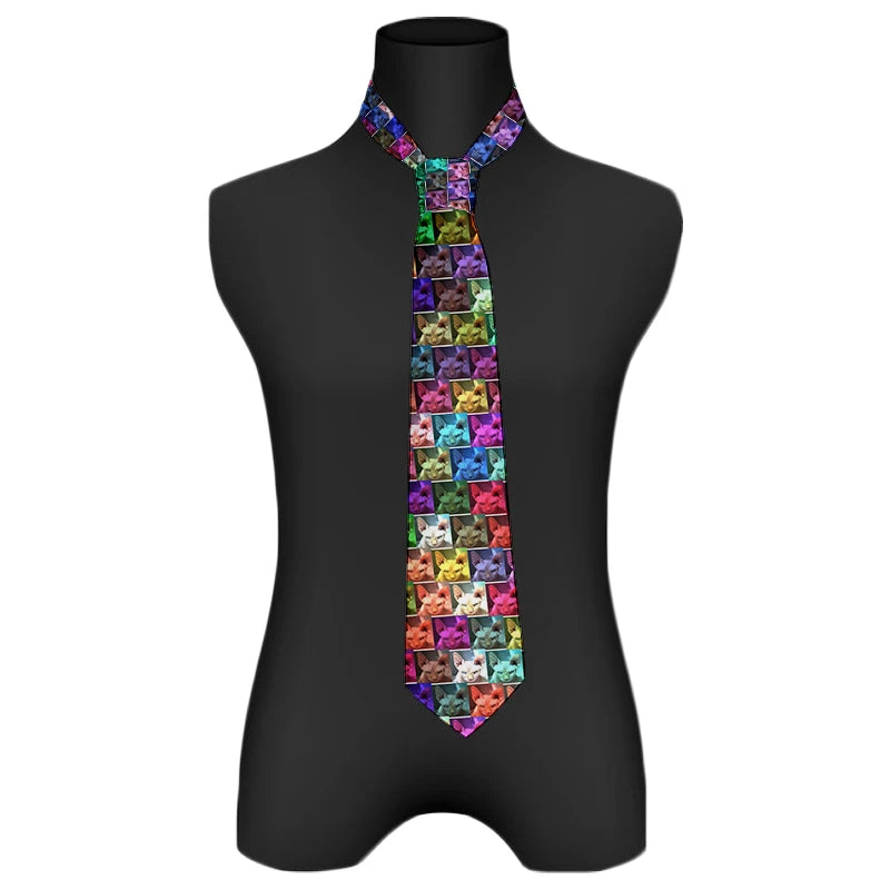 Fashion Cat Face Print Tie Casual Funny Novelty Men's Unique Qme