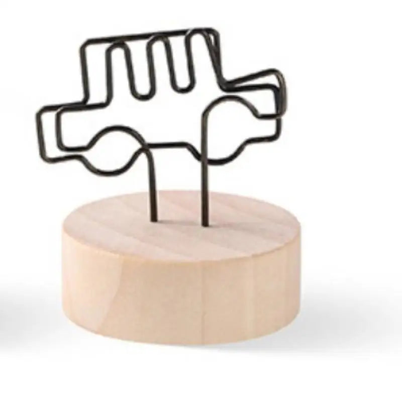 Mini Wooden Base Metal Photo Holders Creative Design Decor Photos Qme J