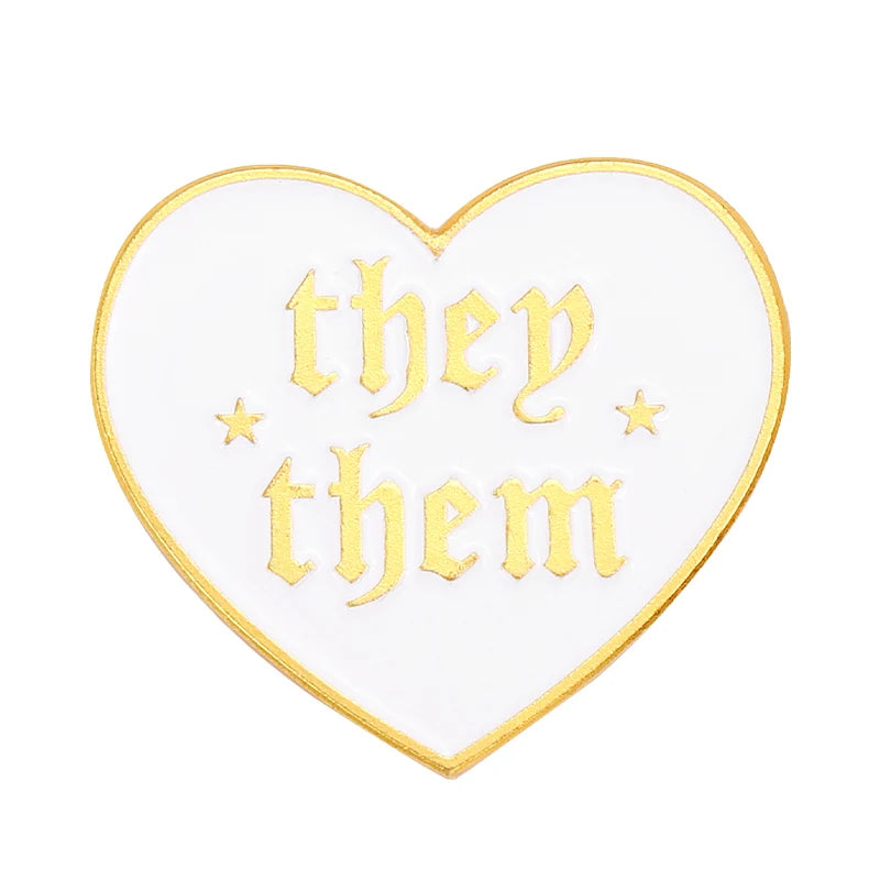 My Pronouns Enamel Pins Cats Butterfly He Him She Her They Them Brooches Lapel Metal Badges Fashion Jewelry Gifts Drop Shipping Qme style 1