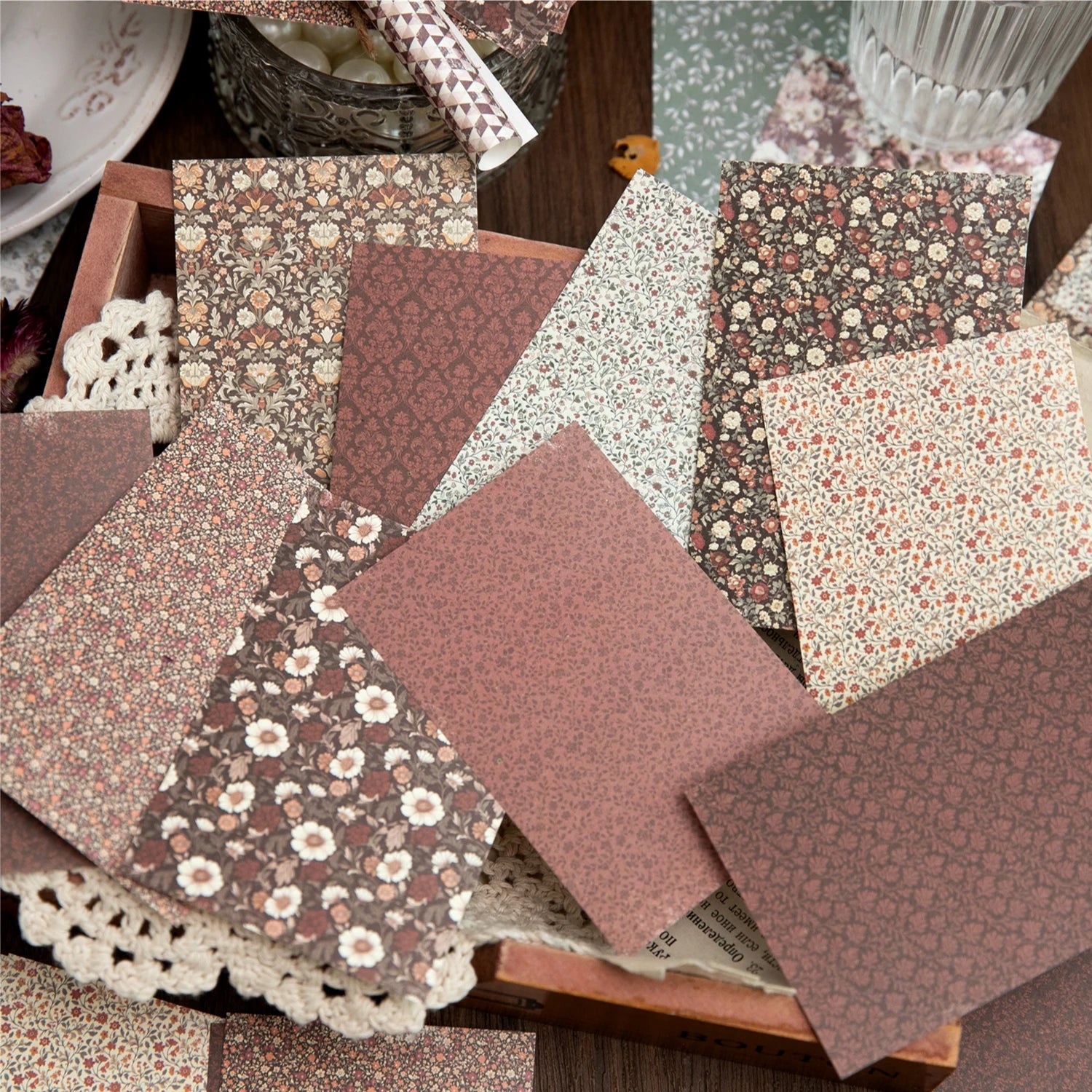 40 pcs Gauze Background Decor Scrapbook Vintage Materials Paper Combo Kit DIY Junk Journal Collage Photo Album Retro Stationery Qme