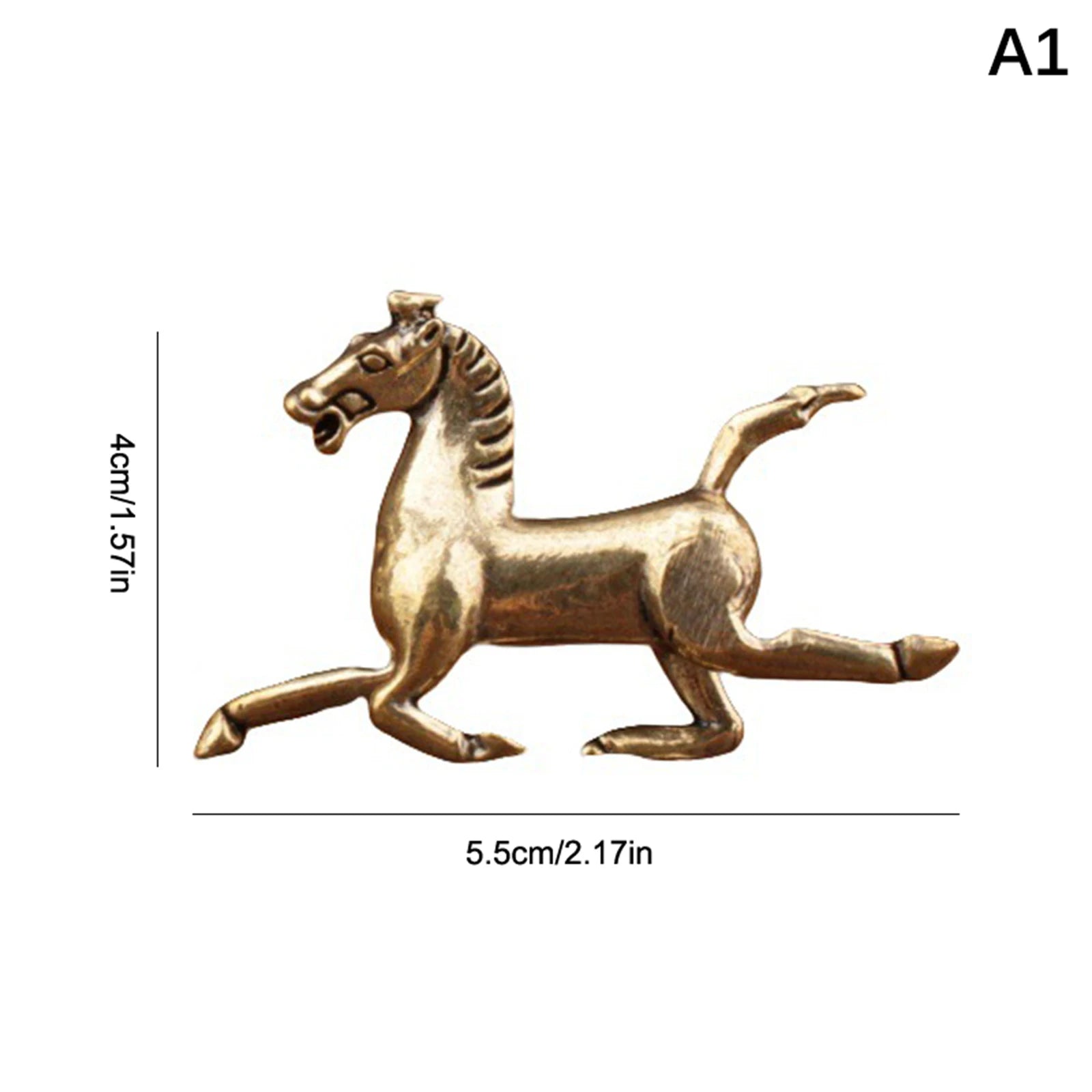 Brass Horse Figurines Chinese New Year Zodiac Horse Ornament Feng Shui Lucky Statue Home Office Desktop Decoration Crafts Qme A1