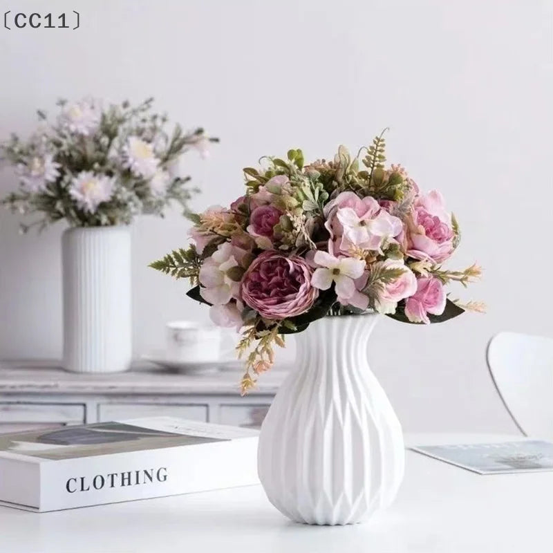 CC11Nordic Flower Vase Imitation Ceramic Plastic Living Room Desktop Qme
