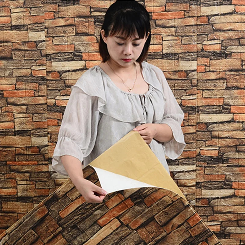 40 Pieces of Decorative Self-Adhesive Waterproof and Moisture-Proof 38.5X35cm Imitation Brick Wallpaper for Bedroom Walls Qme