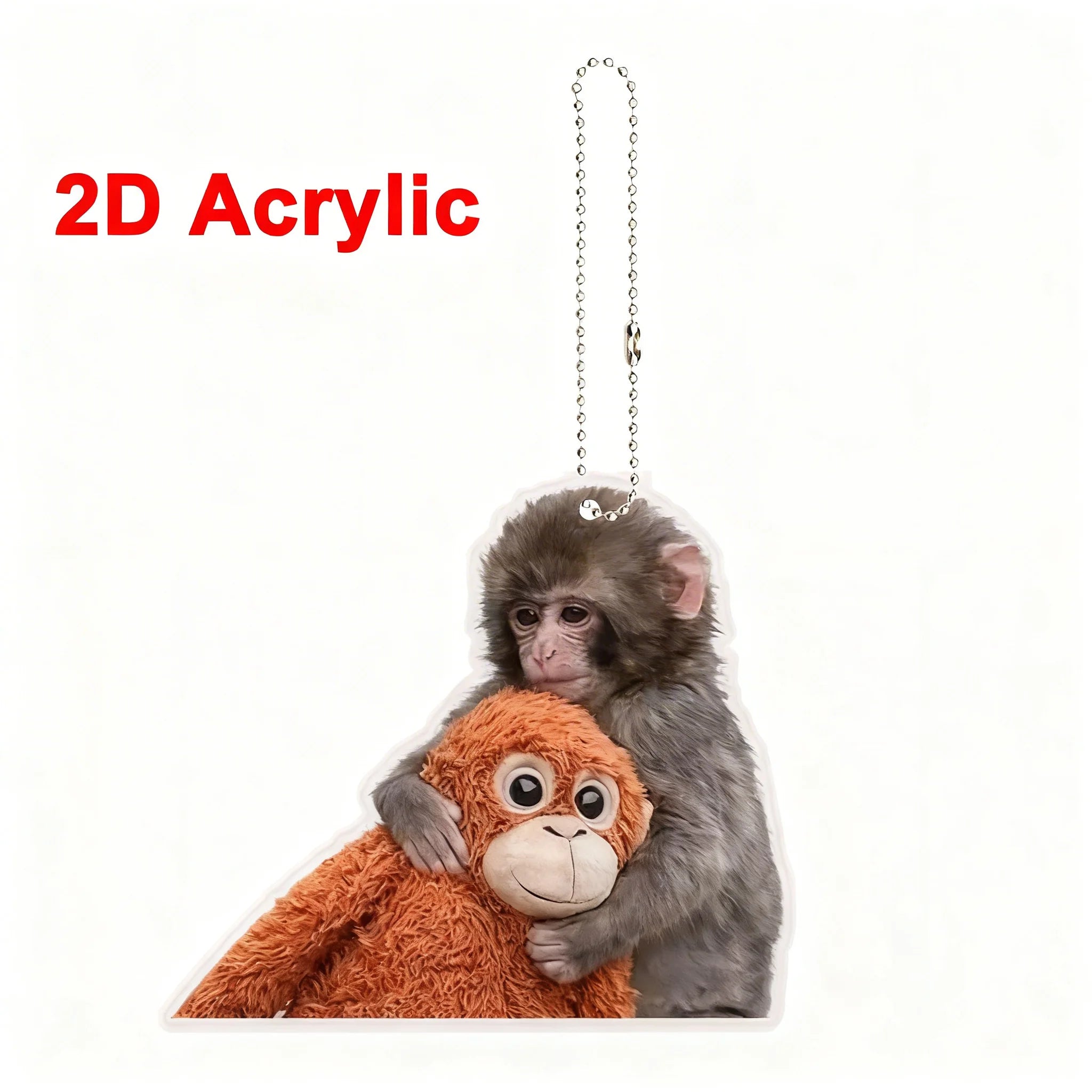 2D Protect Punch Monkey Keychain Cute Holding Plush Toy Hanging Qme