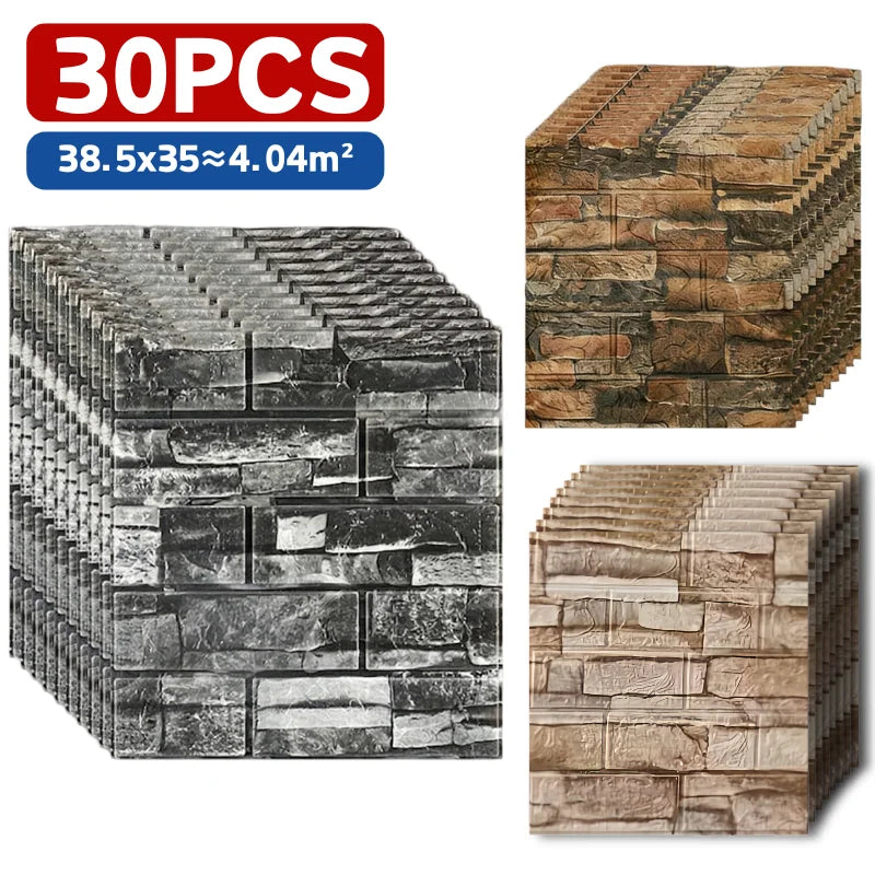 Self Adhesive Faux Brick Wallpaper 38.5x35cm Waterproof Stain Resistant Wall Sticker Apartment Indoor Background Wall Decor Qme