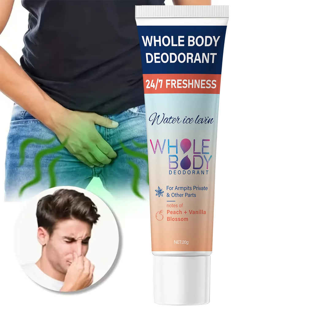 24/7 Freshness Whole Body Deodorant for Armpits & Private Parts with Hyaluronic Acid & Peach Vanilla Scent. Qme