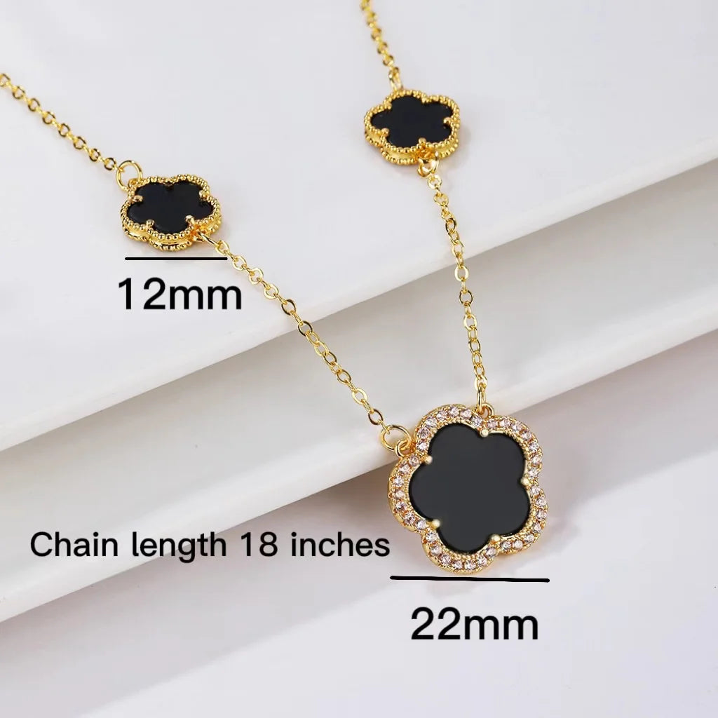 High-Quality Copper Plated 18k Gold Five-Leaf Clover Necklace Fashion Simple For Woman Girl Necklace Birthday Party Jewelry Gift Qme