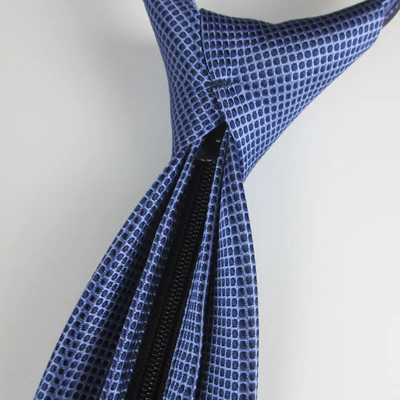 Zipper Tie Men Bridegroom Wedding Lazy Pre-tied Knoted Ties Stripe Qme