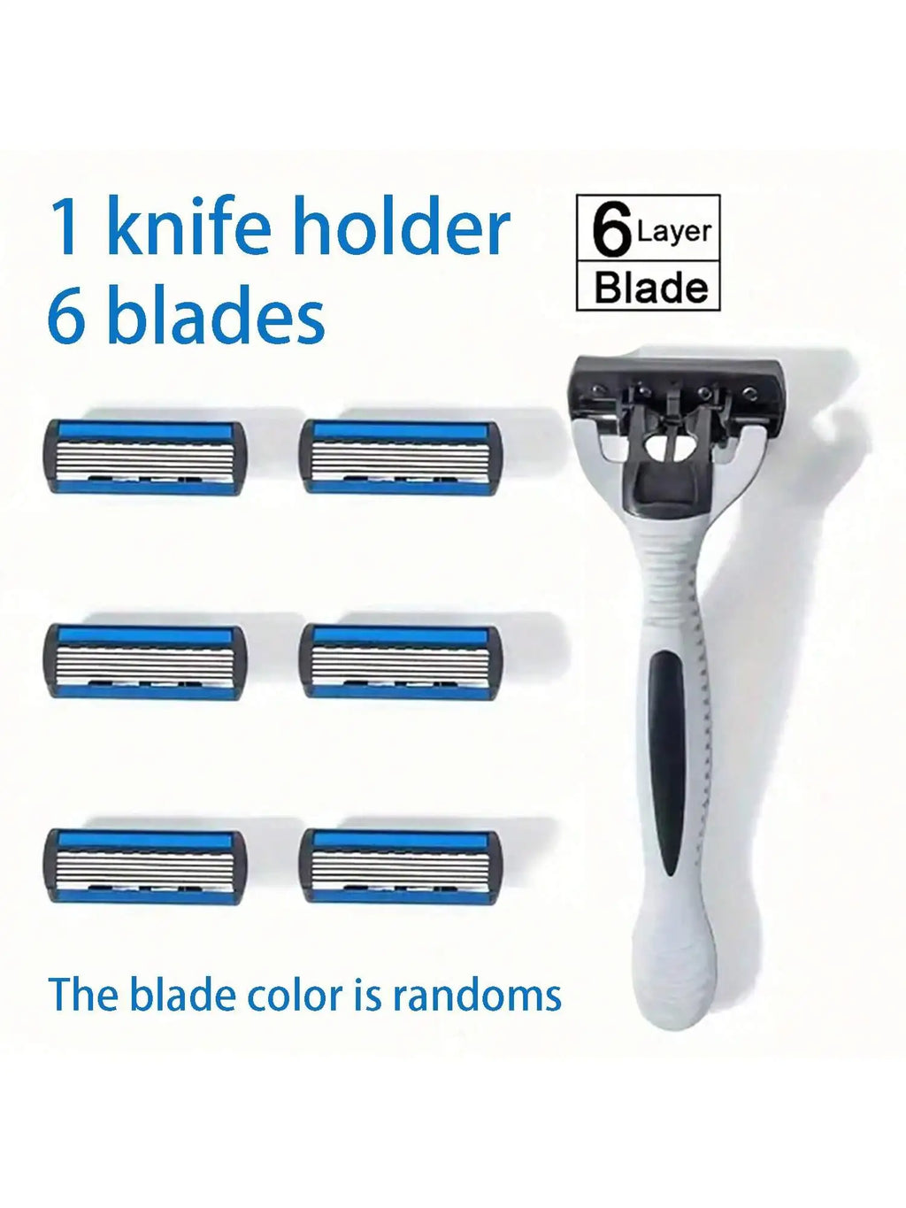 hilt+6psc Blade 6-layer Manual Razor Men's Old-fashioned Shaving Qme