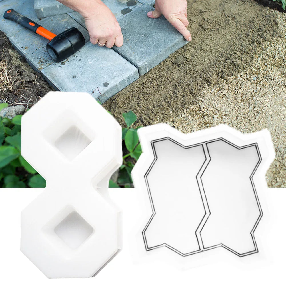DIY Path Maker Paving Cement Brick Molds Outdoor Courtyard Garden Stone Road Walk Concrete Brick Carving Pavement Tools Qme