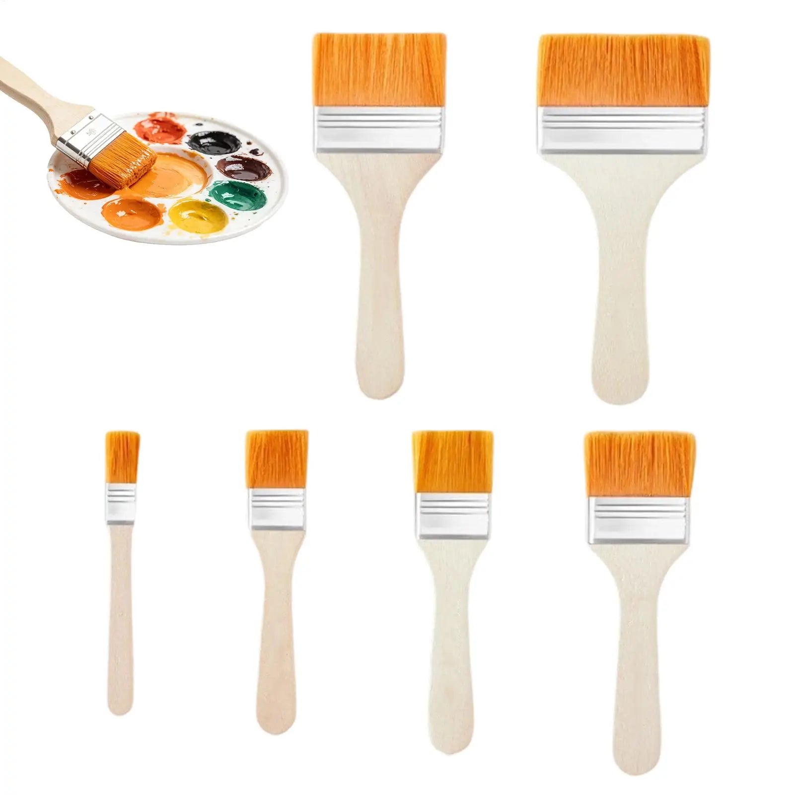 Paint Brushes 6-Piece Flat Art Supplies Craft Tool Painting Coloring Qme