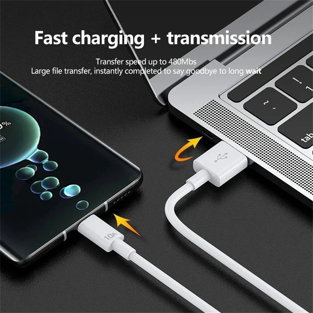 120W USB To Type C Fast Charge Cable Mobile Phone Data Cord Quick Charging Line for Xiaomi Redmi Huawei P40 OPPO Realme OnePlus Qme