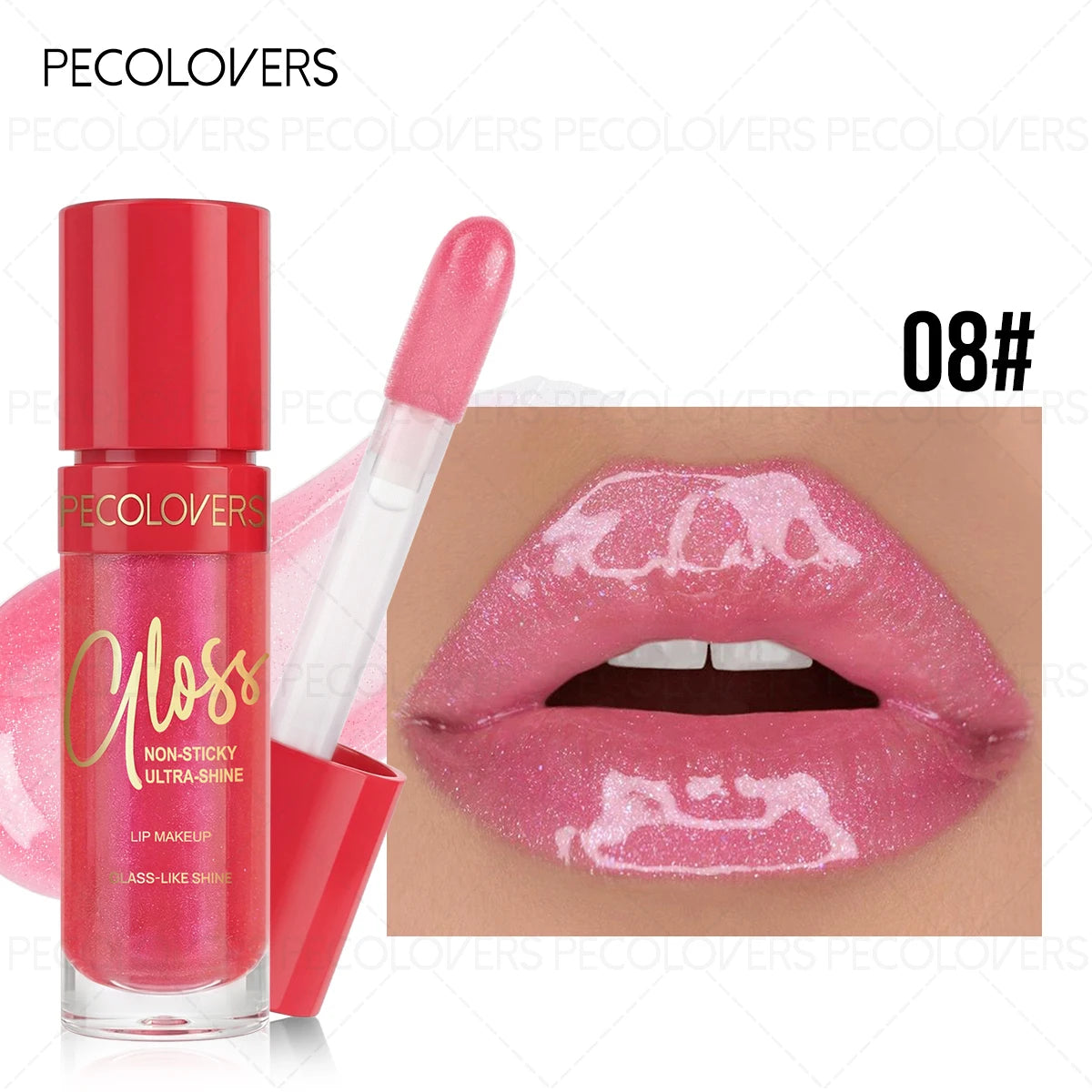 Shiny Plump Lip Glaze Tinted Gloss Pink Berry Nude Non-smudge Lips Qme 08
