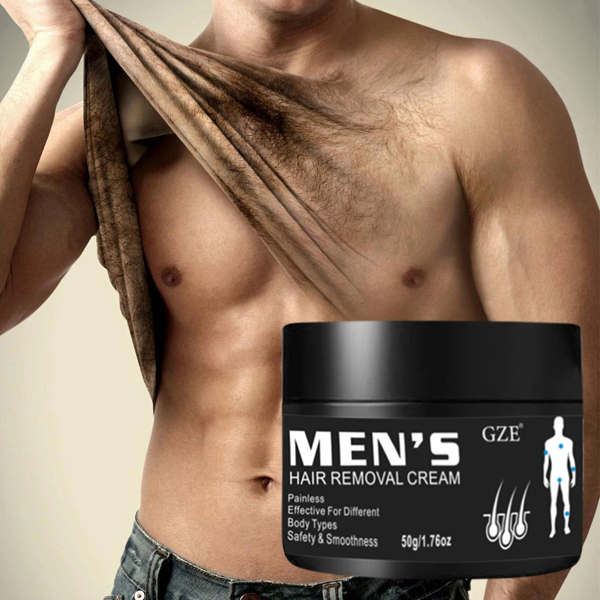 GZE Smoothing Hair Removal Cream For Men Private Part Legs Underarm Armpit Chest, Men's Whole Body Hair Remove Cream Qme