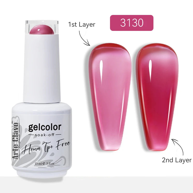 Arte Clavo Jelly Transparent Gel Nail Polish Summer Nude Pink Semi