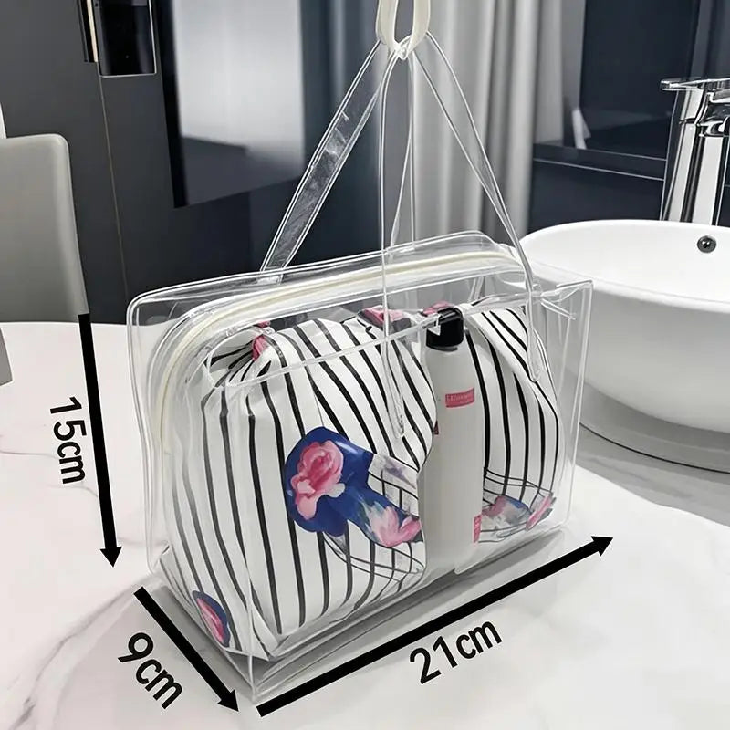 Wet And Dry Separation Travel Toiletries Bag Thickened Large Capacity Waterproof Moistureproof Swim Bag Qme Transparent