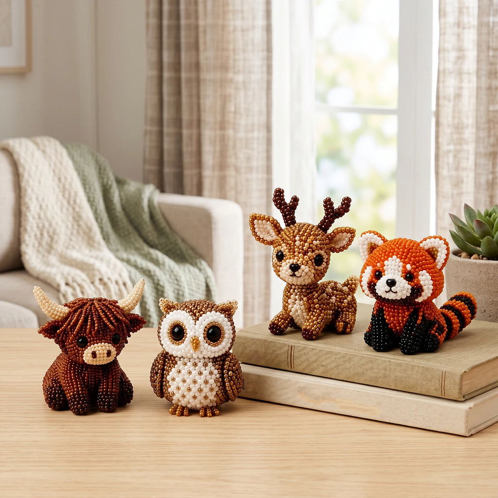Cute Farm Animal Bead Craft Kit Diy 3d Beaded Ornament Set Perfect For Home Decor Keychains & Gift Giving Easy Craft Qme