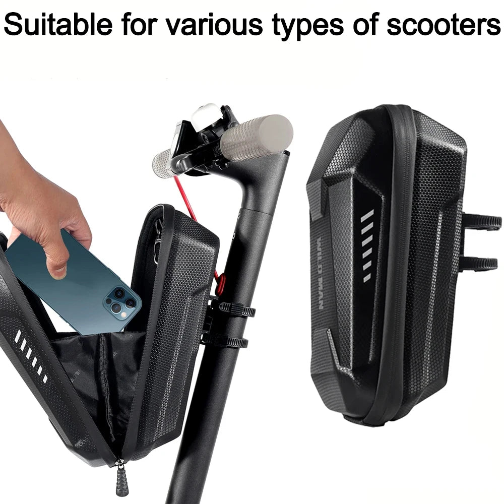4-2L WILD MAN Electric Scooter Front Storage Bag Hard Shell Bag Large Capacity Waterproof Skateboard Hanging Case for M365 Pro Qme