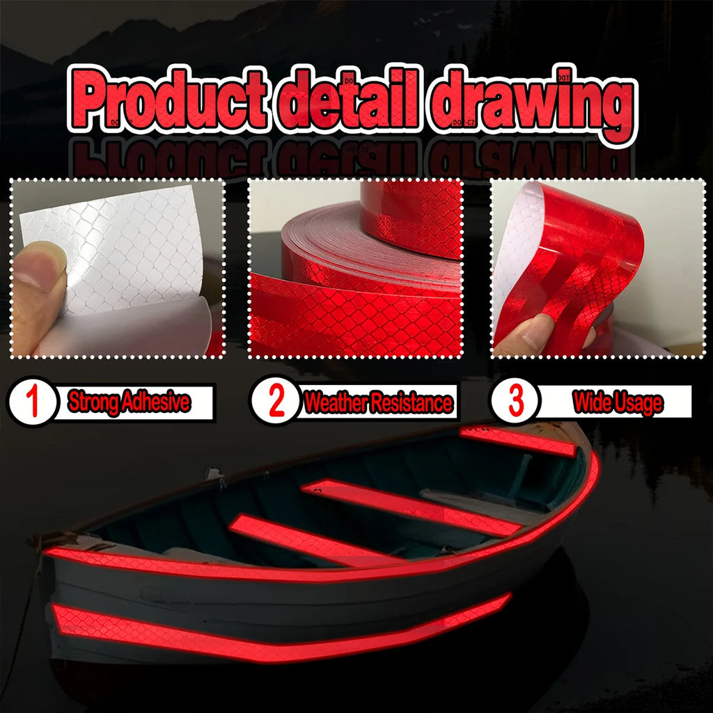 Red DOT-C2 Reflective Tape Waterproof Vehicle Safety Sticker Conspicuous Truck Strip Sheeting Sticky for Trucks Qme