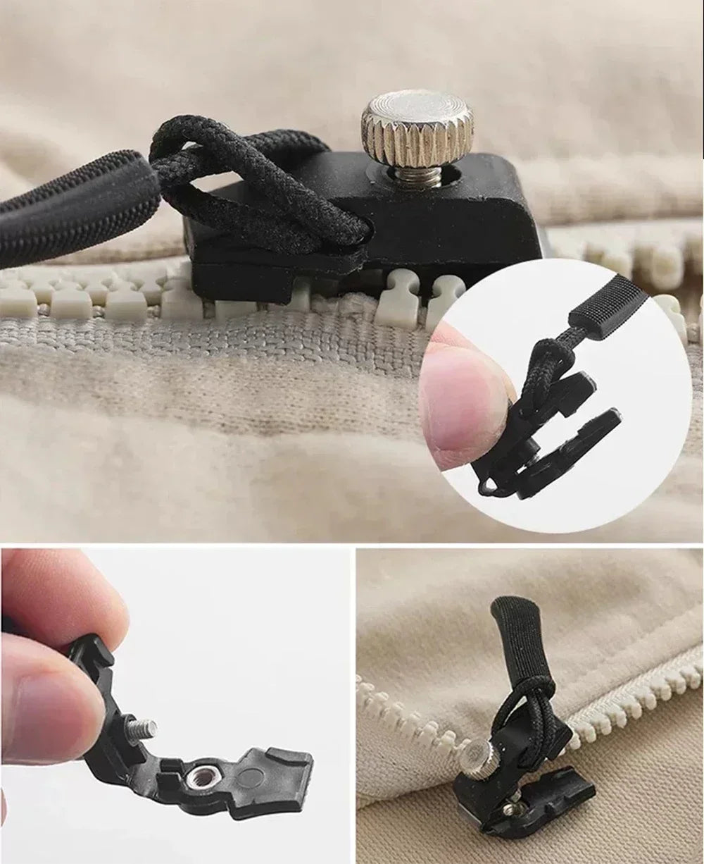 Universal Zipper Repair Kit Quick Instant Detachable Zipper Head Replacement Zipper Slider Pull for Jacket Bags Coat Free Sewing Qme