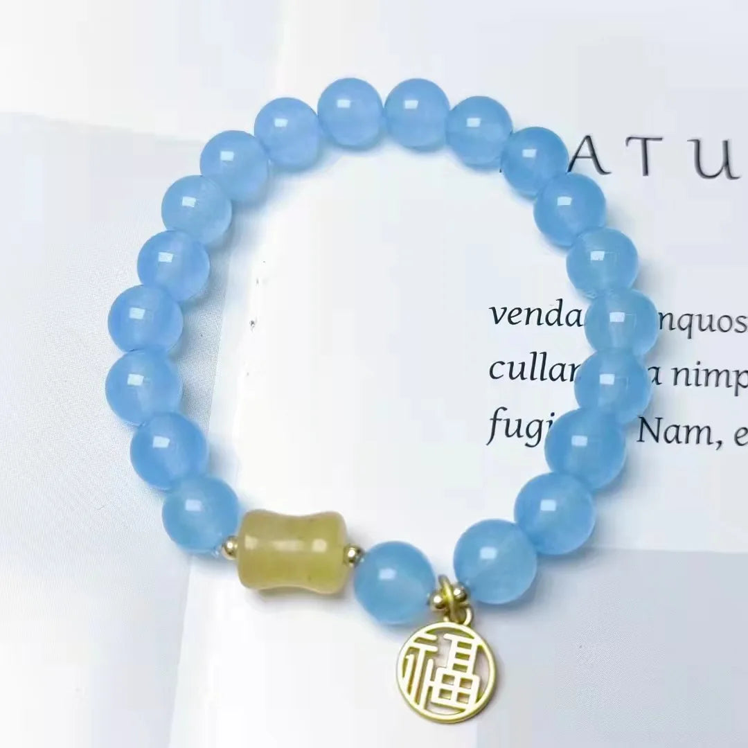 Ins Fu Character Lucky Jade Crystal Antique Bracelet Creative Bohemian National Pendant Bracelet Cute Feminine Fashion Gift Qme Tianhe