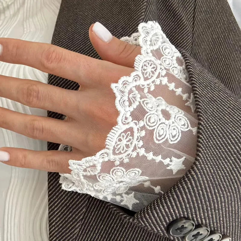 Lace Cuffs White Detachable Autumn Sleeve Fake Ruffles Elbow Sun Qme