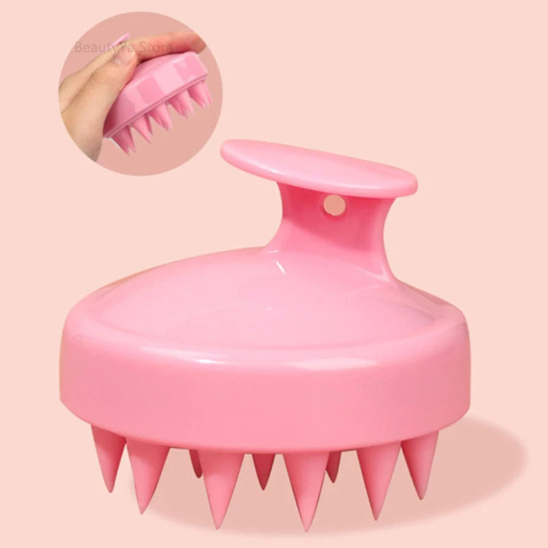 1pc Silicone Scalp Massage Comb Handheld Round Soft Shampoo Brush Portable Hair Clean Tool Hair Care Women Beauty Bathroom Combs Qme