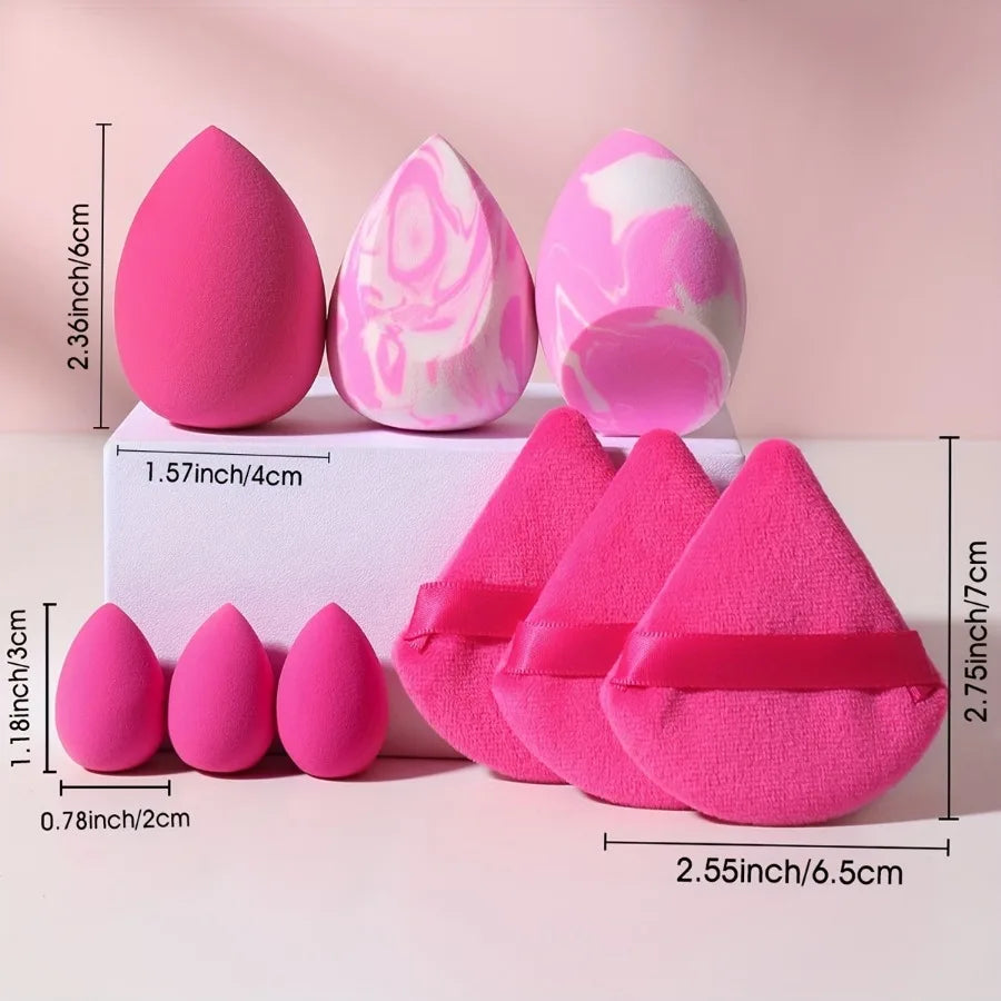 3 Salmon Beauty Egg Velvet Triangle Setting Powder Puff Mini Tool Qme