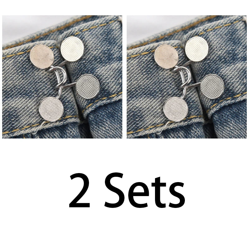 Cute Nail-free Metal Jeans Button Adjustable Waist Buckle Jean Pins Qme A3