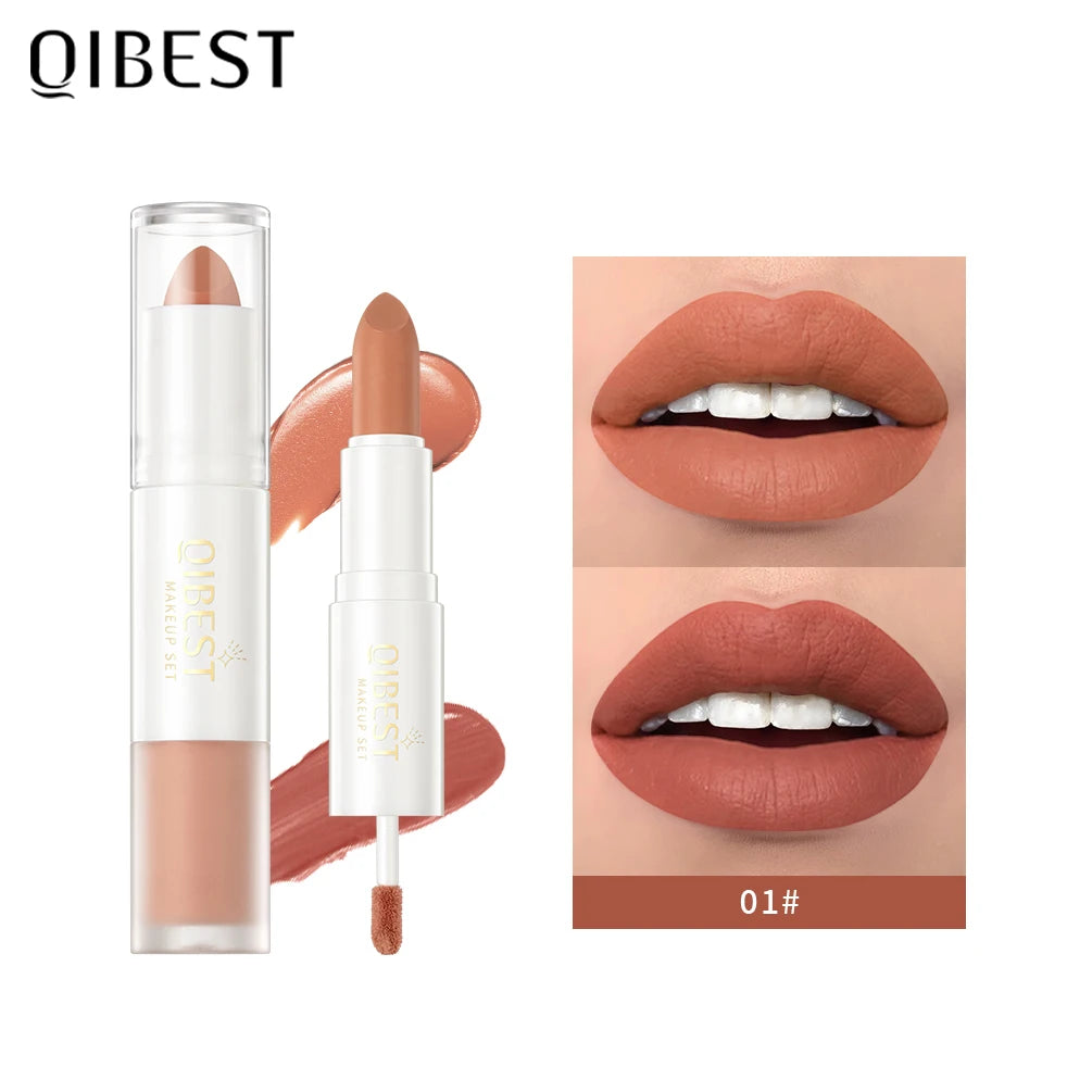 Double Head Matte Lipstick Lip Gloss 2 In 1 Stick Long-lasting Moisturizing Liquid Lipstick Sexy Red Puple Lip Glaze Tint Makeup Qme