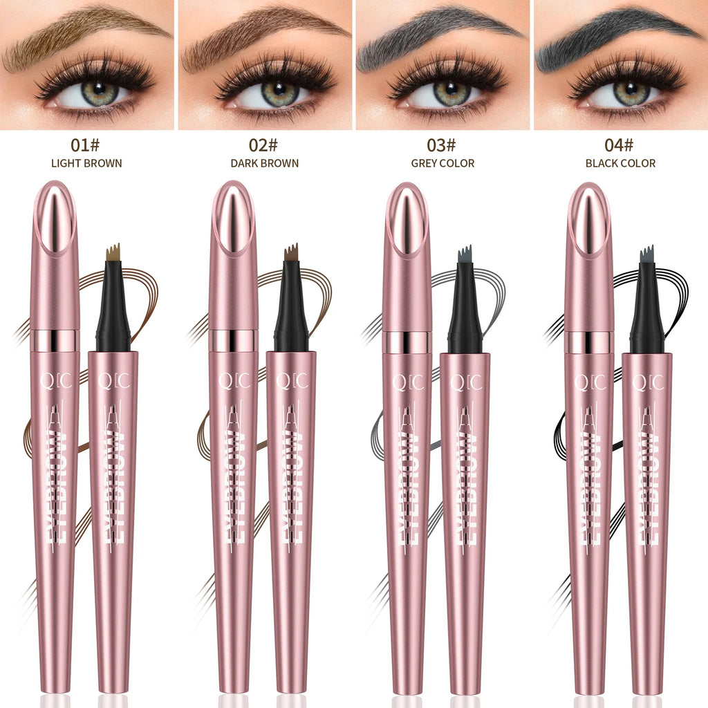4 Fork Microblading Eyebrow Pencil Waterproof Eyebrow Pencil Natural Long-Lasting Eyebrow Makeup 6 Colors Qme
