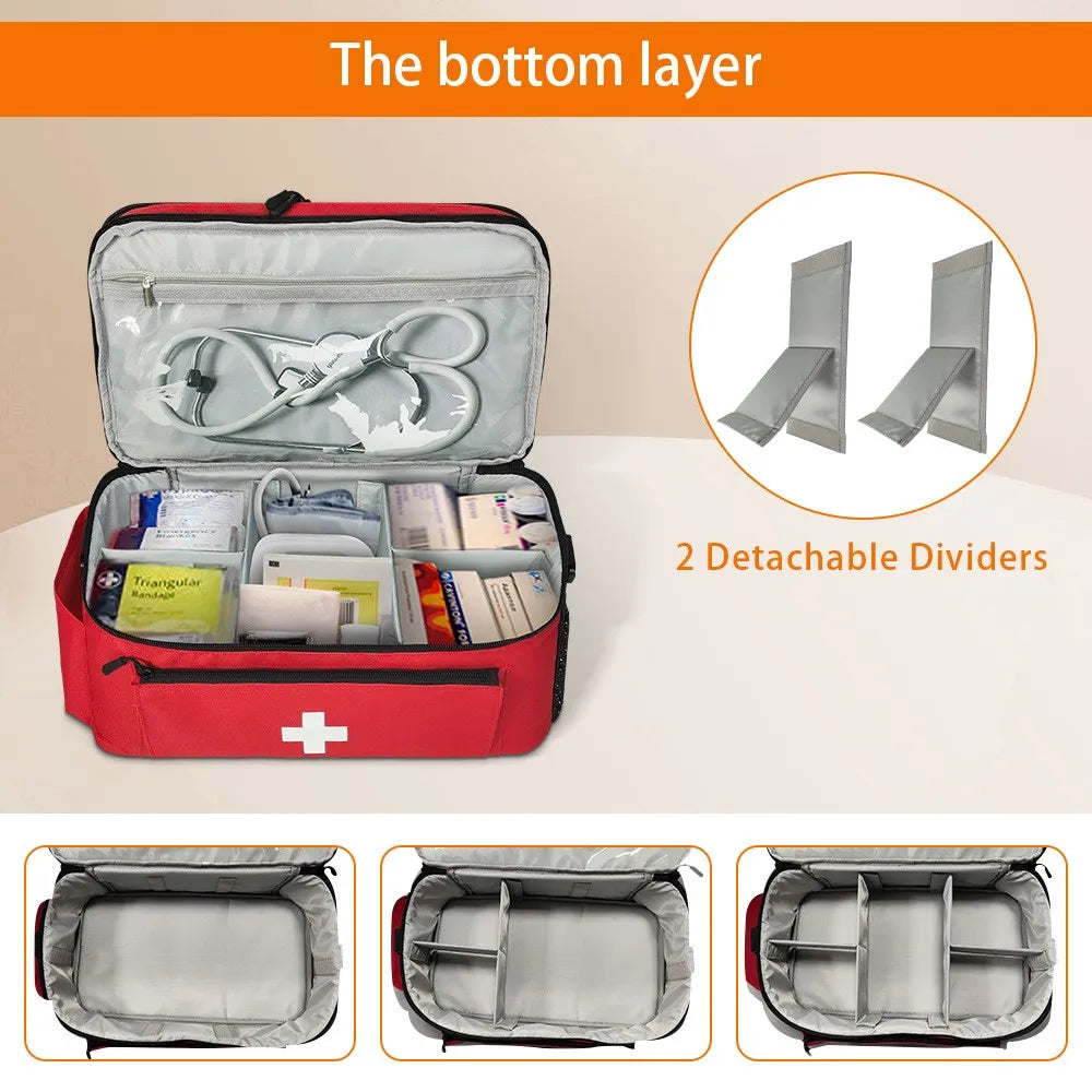 Medical Emergency Kit Outdoor Portable Rescue Storage Organizers Large Capacity Storage Bag Household Oxford Cloth First Aid Kit Qme