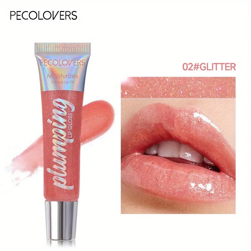 Shimmer Lip Oil Tinted For Fuller Lip Effect, Collagen Lip Gloss, Moisturizing Lip Care Extreme Volume Lip Essence Lips Enhancer Qme 02