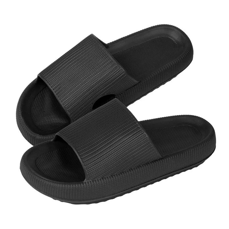 Cloud Slippers Women Shoes Summer Slippers For Men Shoes Home Flat Sandals Massage Flip Flops Couples Bathroom Indoor Slides Qme B-Black 3.5cm EUR 36-37