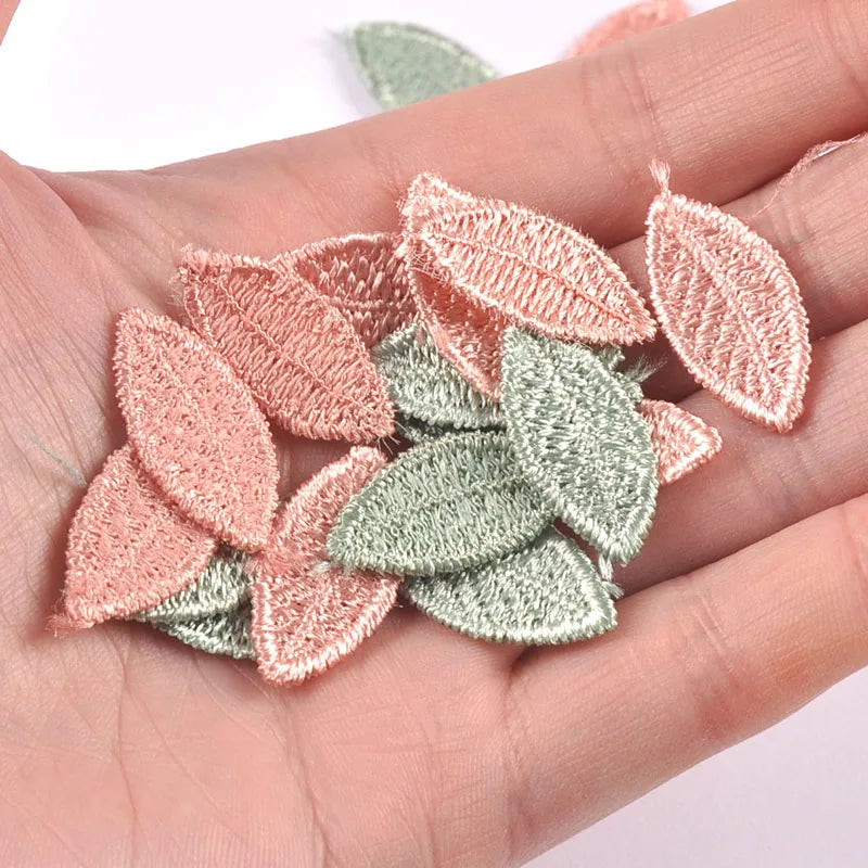 50Pcs Leaf Shape Patches For Kids DIY Applique Clothing Embroidery Lace Appliques For Handmade Sewing Accessories DIY Fabric Qme