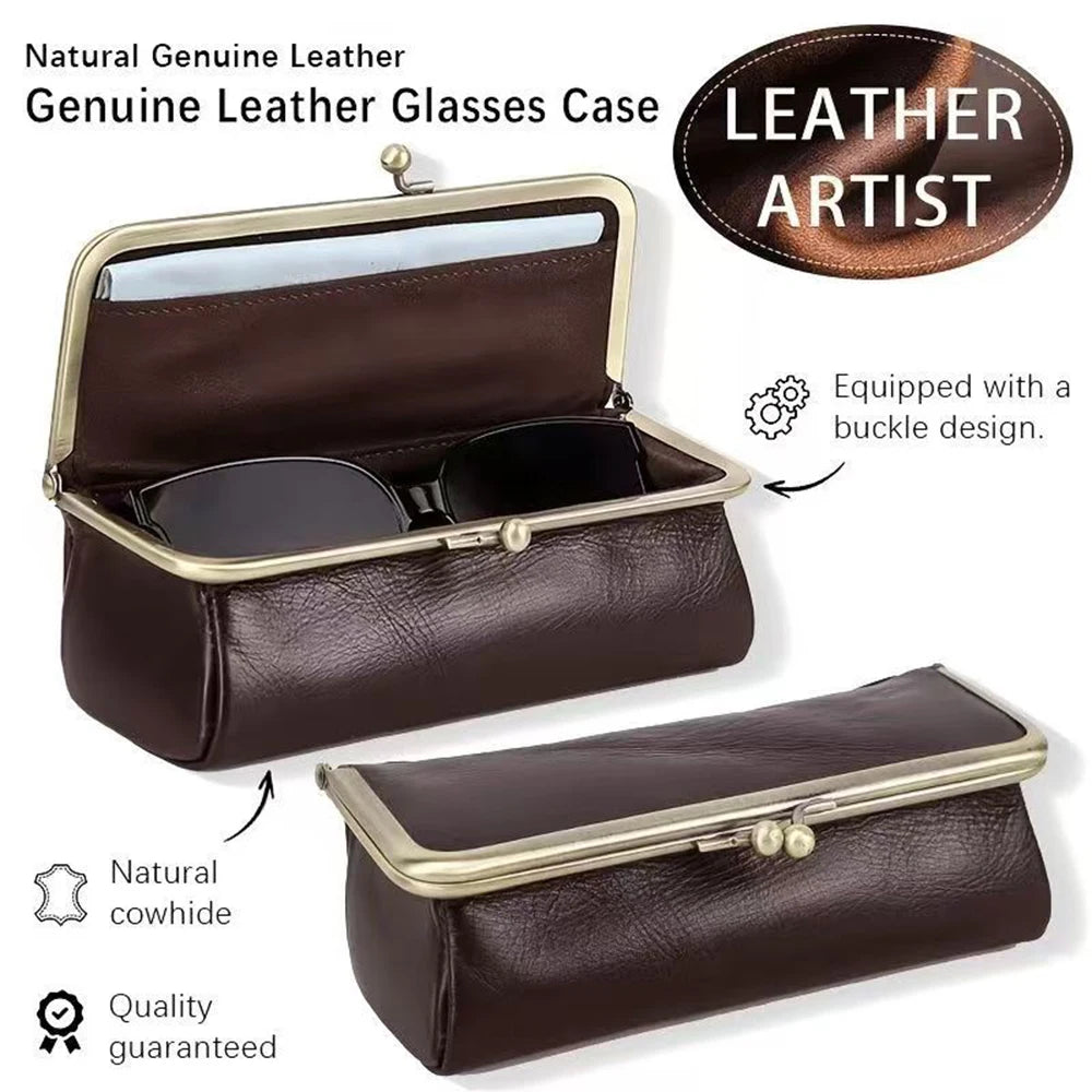 Fashion Genuine Leather Eye Glasses Bag for Eyeglass High Quality Handmade Glasses Case Box Sunglasses Protector Pouch Qme