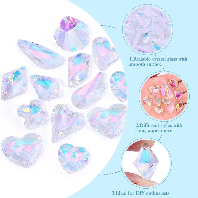 Cute Crystal Pendants With Multiple Shapes AB Color Glass Charms Beads Used For Making Necklaces Bracelets DIY Jewelry Making Qme