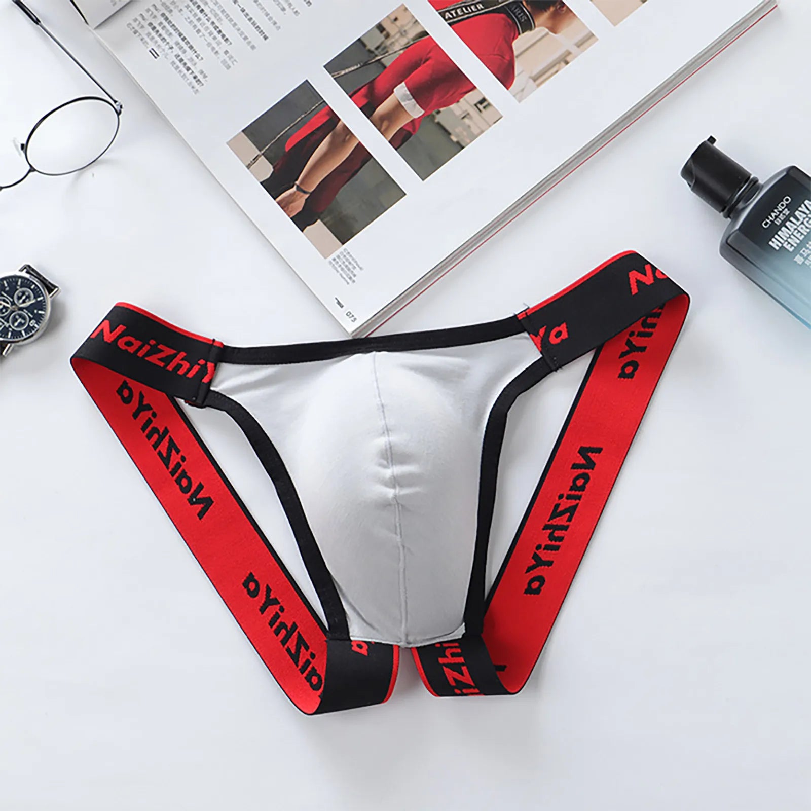 Male Fashion Sexy Letter Erotic Panties Thong Low Waist Casual Breathable T-Pants Bladder Soft and Comfortable Briefs Qme Gray XL