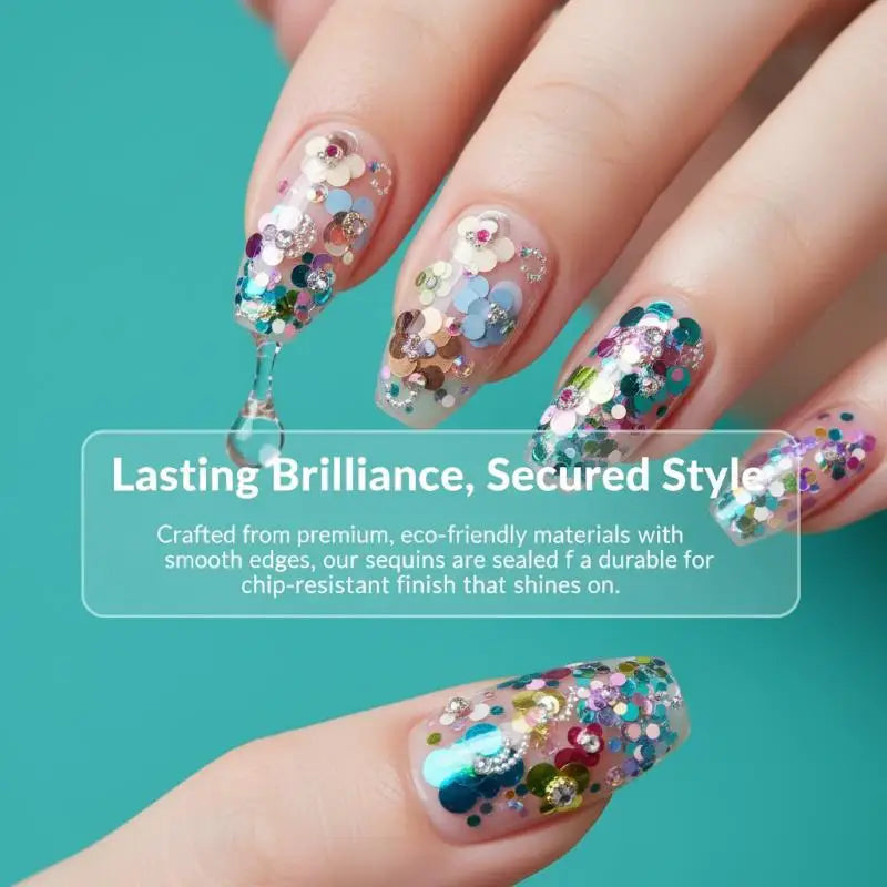12 Grids Mini Flower Nail Glitter Colorful Mixed Circular Sequins DIY Qme