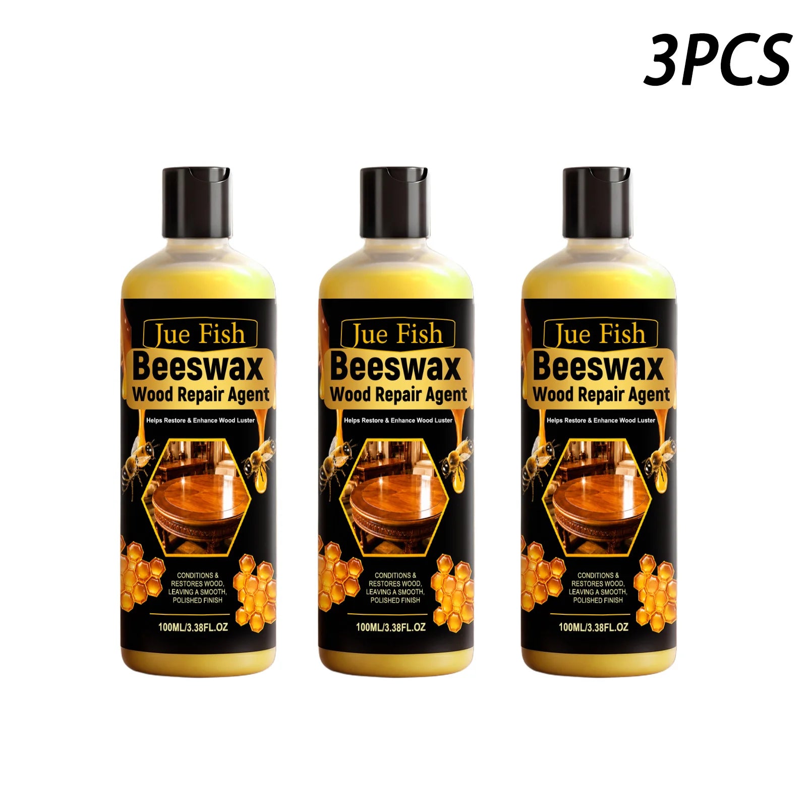 Beeswax Wood Repair Agent Removing Scratches Polishing Restoring Luster Wooden Furniture Maintenance Multi-purpose Wood Care Oil Qme 3 x 100ml Boxed