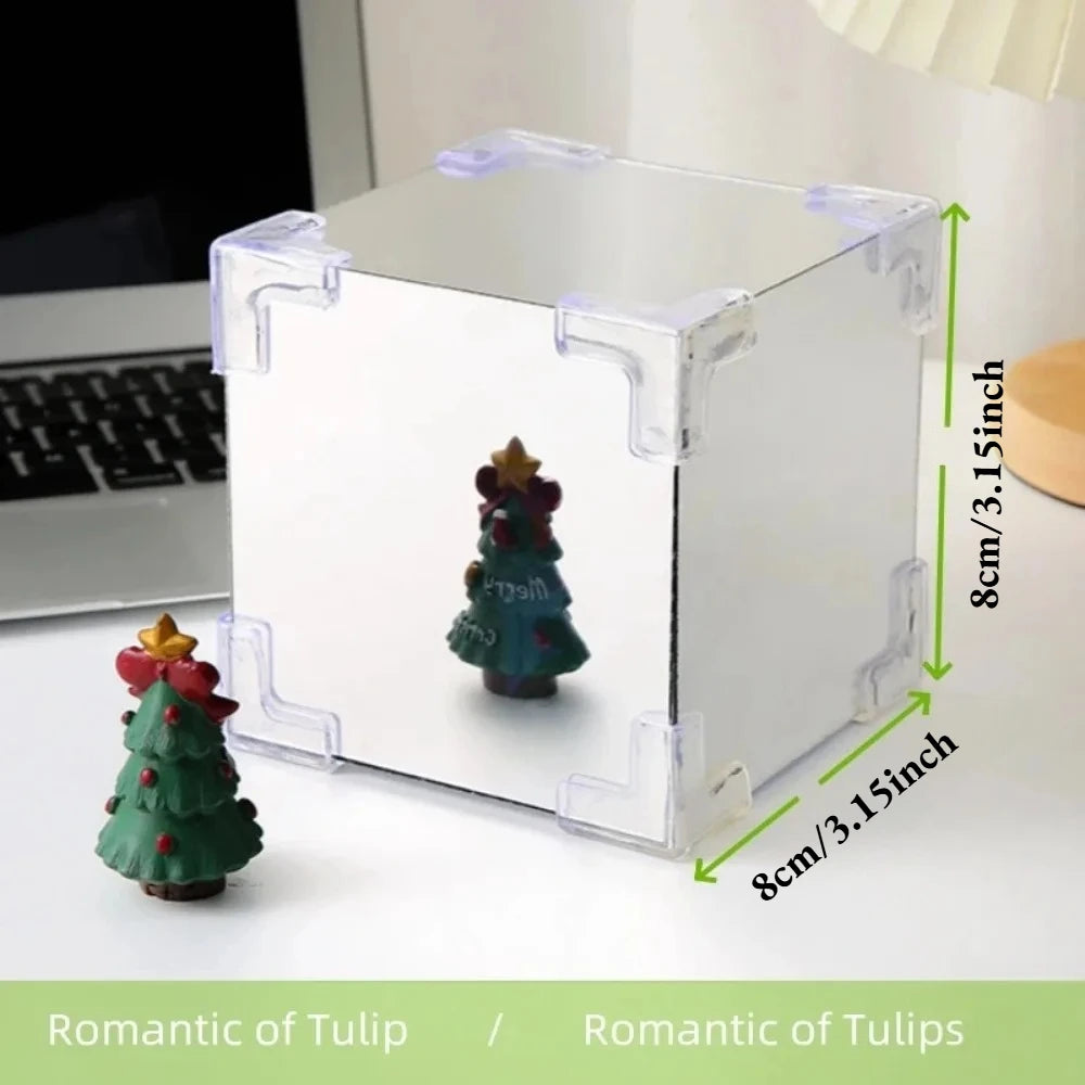 DIY Tulip Mirror Cube Lamp Simulation Flower Bedroom Sleeping Table Qme