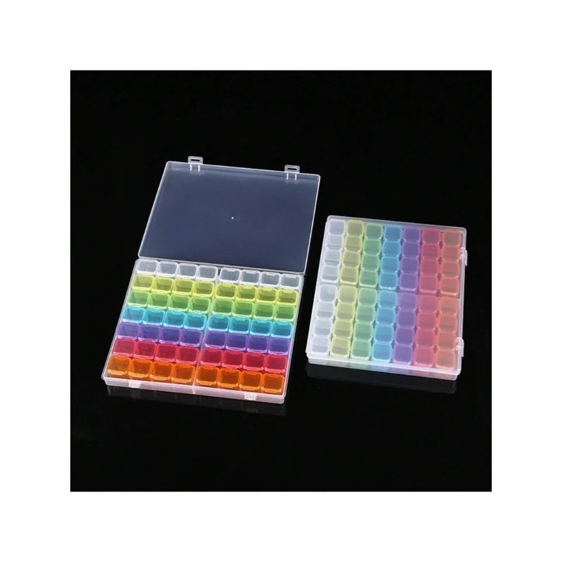 Transparent Storage Box 56 Grids DIY Diamond Painting Plastic Qme mix